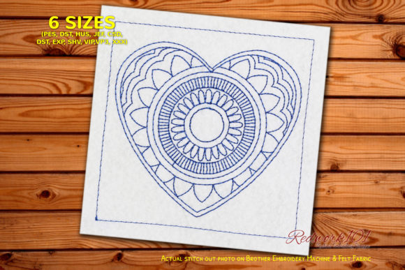 Heart Shaped Mandala Design Redwork Review for Apparel